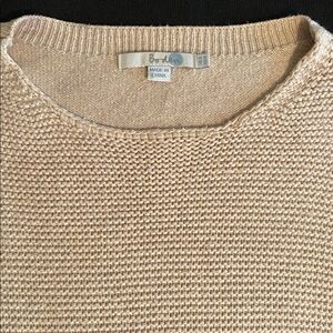 Boden Cashmere Cotton blend cream purl stitch pullover sweater